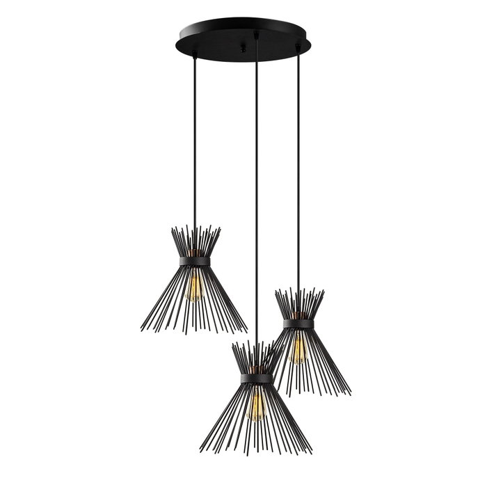 Opviq Kirpi - 3085 Lámpara de araña de metal negro